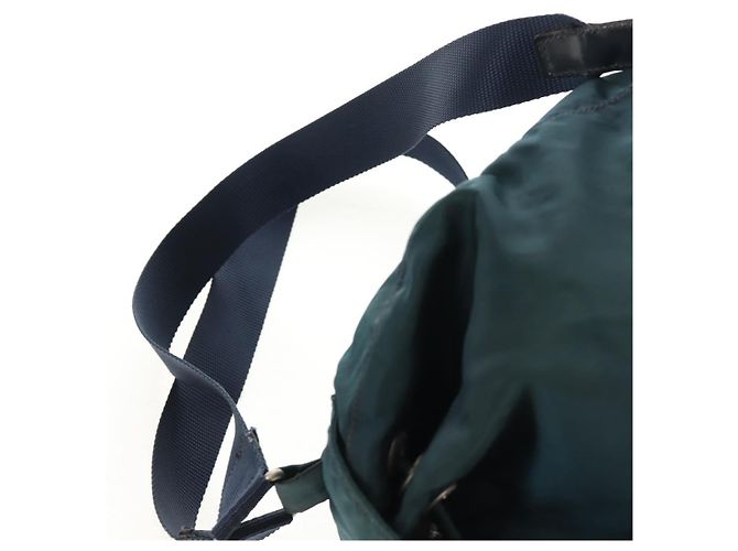 Zaino PRADA in nylon blu argento Auth 157773 - vista 10