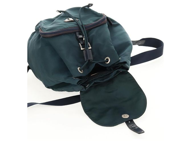 Zaino PRADA in nylon blu argento Auth 157773 - vista 19