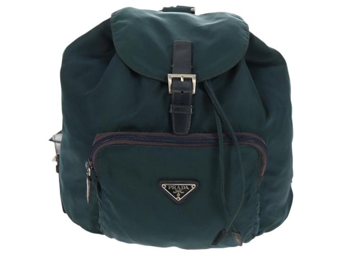 Zaino PRADA in nylon blu argento Auth 157773 - vista 2