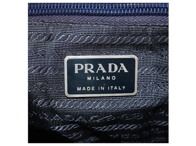 Zaino PRADA in nylon blu argento Auth 157773 - vista 20