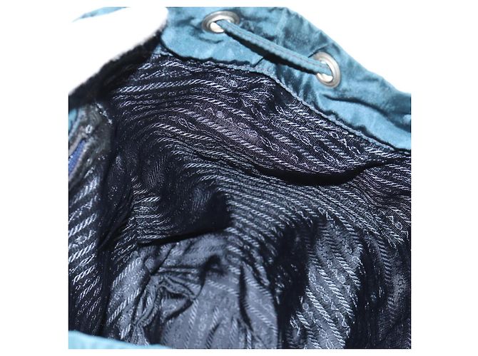 Zaino PRADA in nylon blu argento Auth 157773 - vista 23