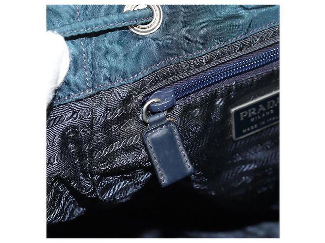 Zaino PRADA in nylon blu argento Auth 157773 - vista 24