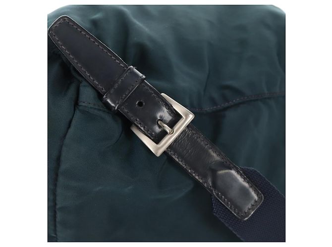 Zaino PRADA in nylon blu argento Auth 157773 - vista 8