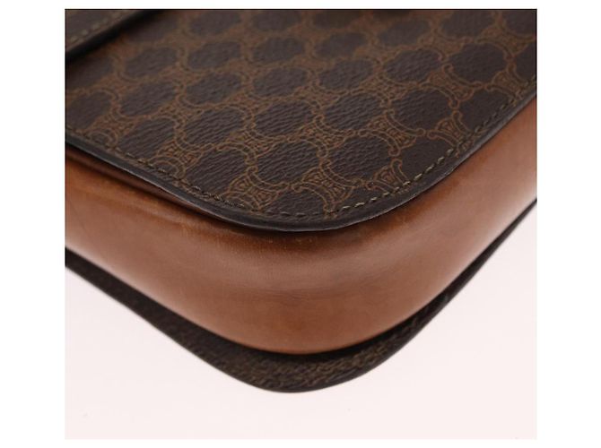 Céline Borsa in tela Macadam Celine con carrozza di cavallo in pelle PVC marrone oro Auth 158075 D'oro - vista 10