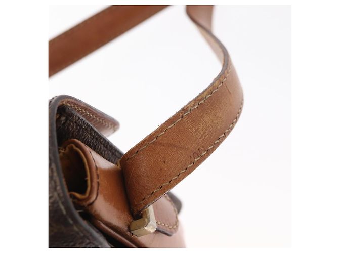 Céline Borsa in tela Macadam Celine con carrozza di cavallo in pelle PVC marrone oro Auth 158075 D'oro - vista 14