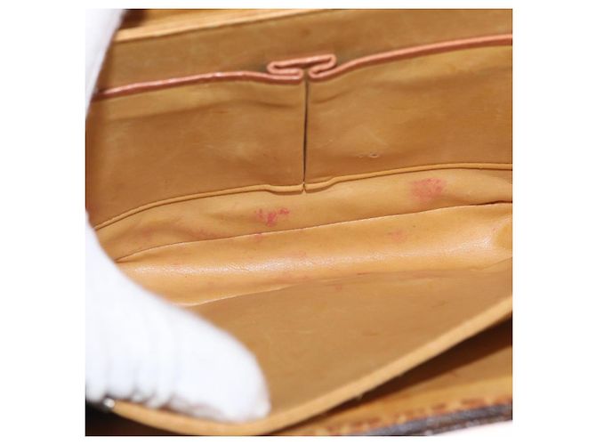 Céline Borsa in tela Macadam Celine con carrozza di cavallo in pelle PVC marrone oro Auth 158075 D'oro - vista 18