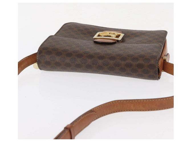 Céline Borsa in tela Macadam Celine con carrozza di cavallo in pelle PVC marrone oro Auth 158075 D'oro - vista 6