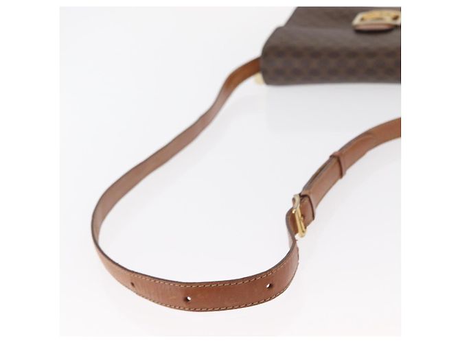 Céline Borsa in tela Macadam Celine con carrozza di cavallo in pelle PVC marrone oro Auth 158075 D'oro - vista 7