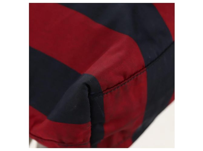 Borsa Tote PRADA Nylon 2in1 Rossa Blu Navy oro Auth 158700 Rosso D'oro - vista 17