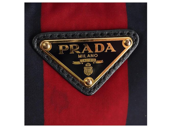 Borsa Tote PRADA Nylon 2in1 Rossa Blu Navy oro Auth 158700 Rosso D'oro - vista 19