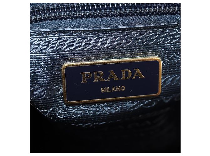 Borsa Tote PRADA Nylon 2in1 Rossa Blu Navy oro Auth 158700 Rosso D'oro - vista 21