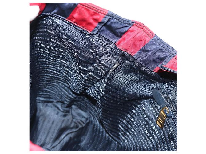 Borsa Tote PRADA Nylon 2in1 Rossa Blu Navy oro Auth 158700 Rosso D'oro - vista 23