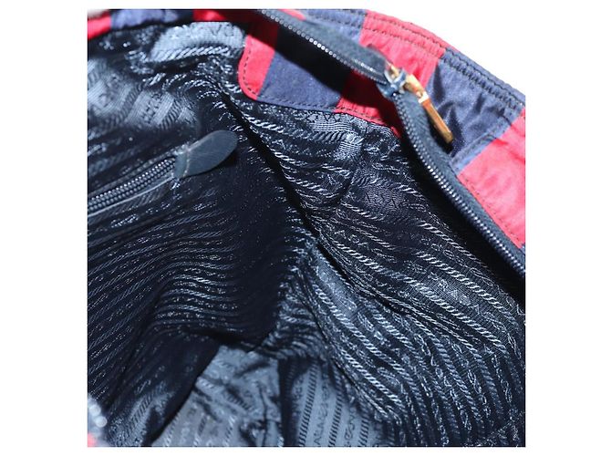 Borsa Tote PRADA Nylon 2in1 Rossa Blu Navy oro Auth 158700 Rosso D'oro - vista 24