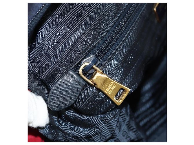 Borsa Tote PRADA Nylon 2in1 Rossa Blu Navy oro Auth 158700 Rosso D'oro - vista 25