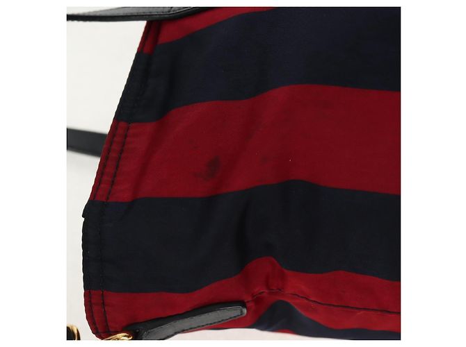 Borsa Tote PRADA Nylon 2in1 Rossa Blu Navy oro Auth 158700 Rosso D'oro - vista 5