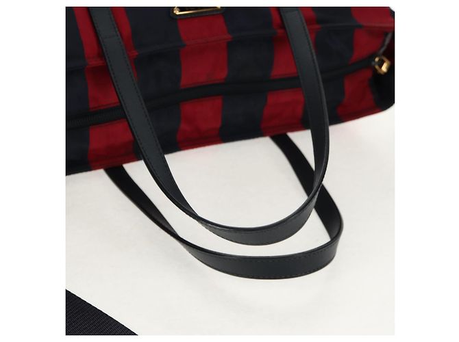 Borsa Tote PRADA Nylon 2in1 Rossa Blu Navy oro Auth 158700 Rosso D'oro - vista 8