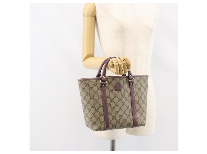 Gucci Borsa a mano Micro GG Supreme in PVC beige e argento 297557 Auth bs31884 - vista 21