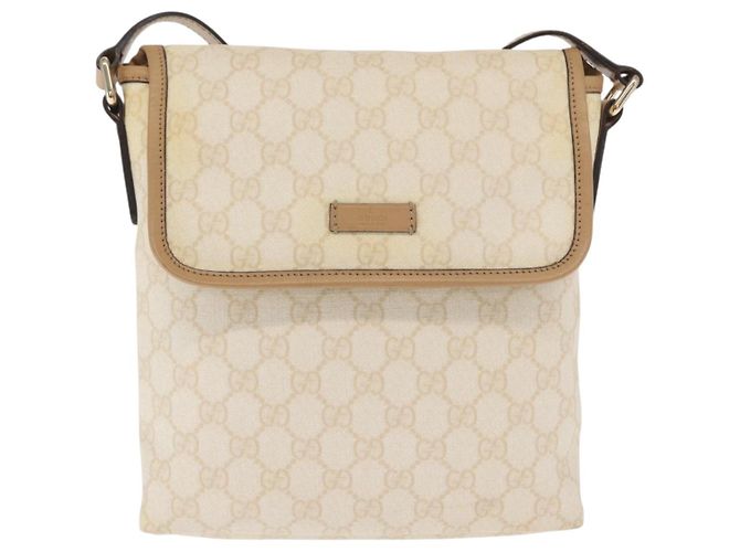 Gucci Borsa a Spalla GG Supreme PVC Bianco Oro 223666 Auth ka1153 D'oro - vista 2