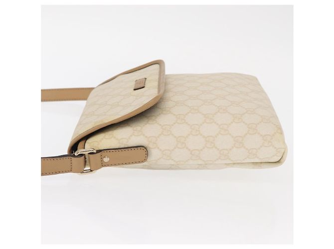 Gucci Borsa a Spalla GG Supreme PVC Bianco Oro 223666 Auth ka1153 D'oro - vista 5