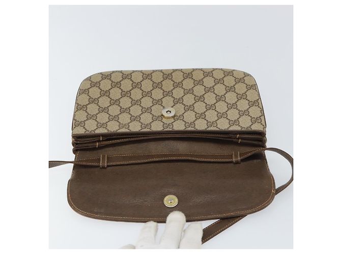 Gucci Borsa a Spalla GG Supreme PVC Beige Oro 004 256 0024 Auth gh1397 D'oro - vista 15
