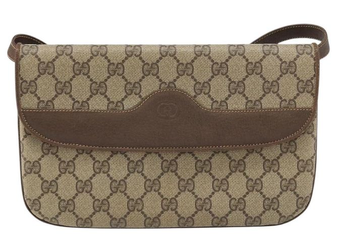 Gucci Borsa a Spalla GG Supreme PVC Beige Oro 004 256 0024 Auth gh1397 D'oro - vista 2