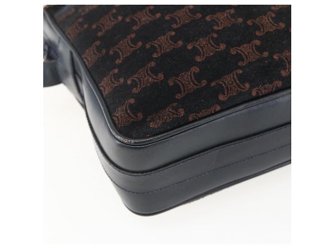 Céline Borsa a Spalla in Tela Macadam C di CELINE in Camoscio Blu Navy e Oro Auth 158416 D'oro - vista 11