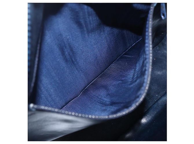 Céline Borsa a Spalla in Tela Macadam C di CELINE in Camoscio Blu Navy e Oro Auth 158416 D'oro - vista 19
