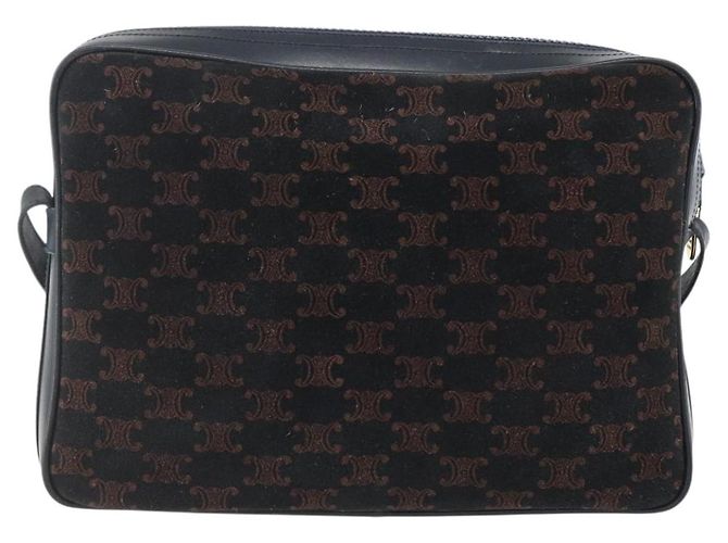 Céline Borsa a Spalla in Tela Macadam C di CELINE in Camoscio Blu Navy e Oro Auth 158416 D'oro - vista 3