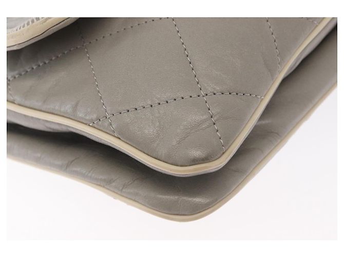 Borsa a spalla in pelle di agnello CHANEL grigio argento CC Auth bs32040 Marrone - vista 10