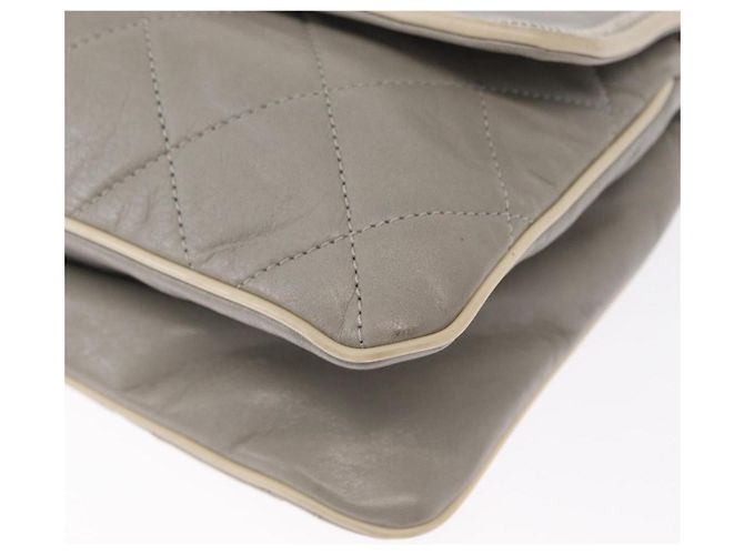 Borsa a spalla in pelle di agnello CHANEL grigio argento CC Auth bs32040 Marrone - vista 11
