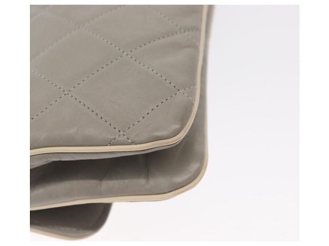 Borsa a spalla in pelle di agnello CHANEL grigio argento CC Auth bs32040 Marrone - vista 12