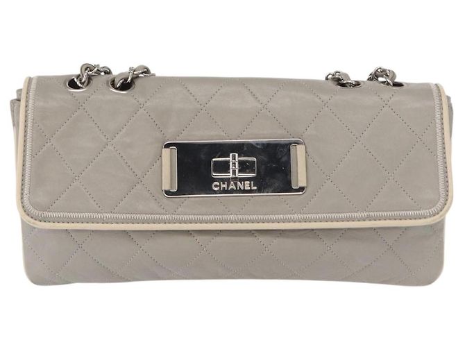 Borsa a spalla in pelle di agnello CHANEL grigio argento CC Auth bs32040 Marrone - vista 2