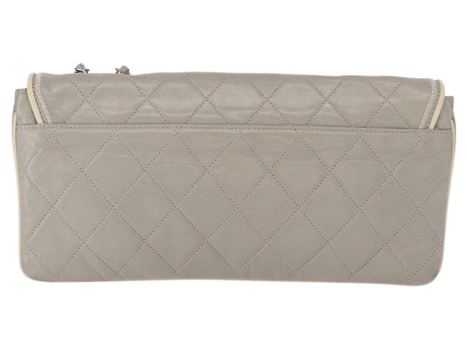 Borsa a spalla in pelle di agnello CHANEL grigio argento CC Auth bs32040 Marrone - vista 3