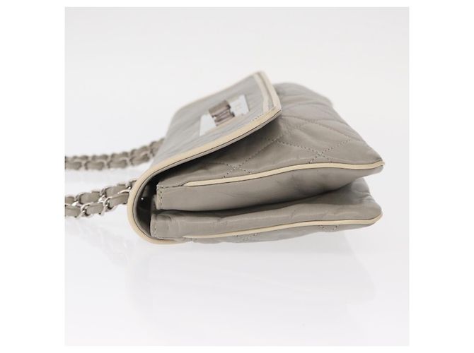 Borsa a spalla in pelle di agnello CHANEL grigio argento CC Auth bs32040 Marrone - vista 5
