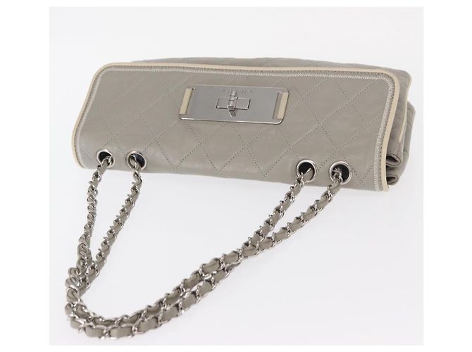 Borsa a spalla in pelle di agnello CHANEL grigio argento CC Auth bs32040 Marrone - vista 6