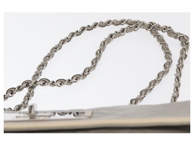 Borsa a spalla in pelle di agnello CHANEL grigio argento CC Auth bs32040 Marrone - vista 8