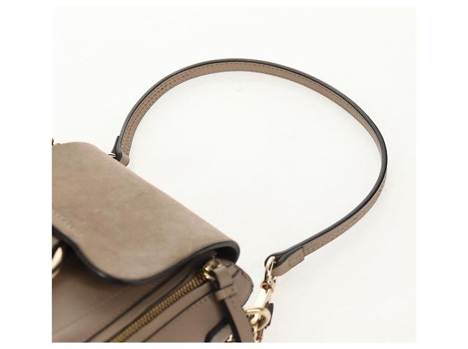 Chloé Chloe Fay Rucksack aus Wildleder 2-in-1 Grau Gold Auth BA9172 Braun Golden - Ansicht 10