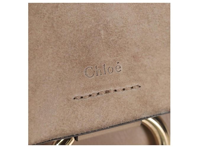 Chloé Chloe Fay Rucksack aus Wildleder 2-in-1 Grau Gold Auth BA9172 Braun Golden - Ansicht 16