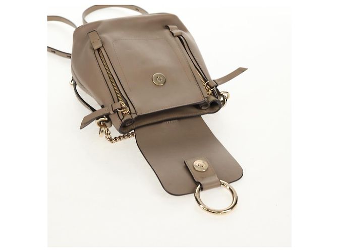 Chloé Chloe Fay Rucksack aus Wildleder 2-in-1 Grau Gold Auth BA9172 Braun Golden - Ansicht 17