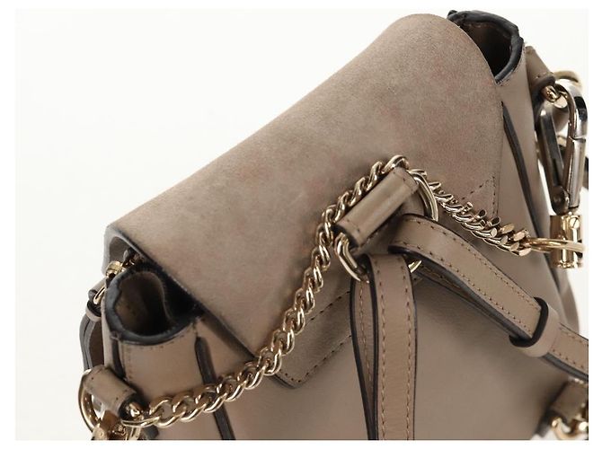 Chloé Chloe Fay Rucksack aus Wildleder 2-in-1 Grau Gold Auth BA9172 Braun Golden - Ansicht 6