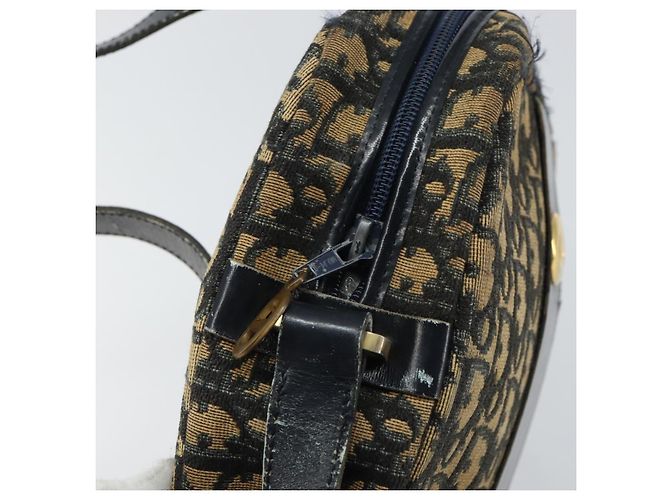 Borsa a Spalla in Tela Trotter Christian Dior Blu Navy Oro Auth 160817 D'oro - vista 15
