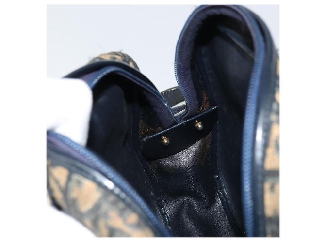Borsa a Spalla in Tela Trotter Christian Dior Blu Navy Oro Auth 160817 D'oro - vista 19