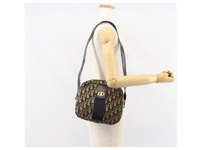 Borsa a Spalla in Tela Trotter Christian Dior Blu Navy Oro Auth 160817 D'oro - vista 20
