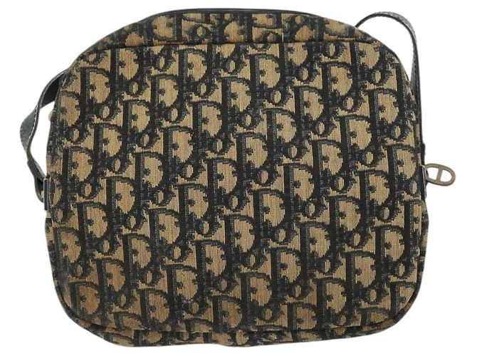 Borsa a Spalla in Tela Trotter Christian Dior Blu Navy Oro Auth 160817 D'oro - vista 3