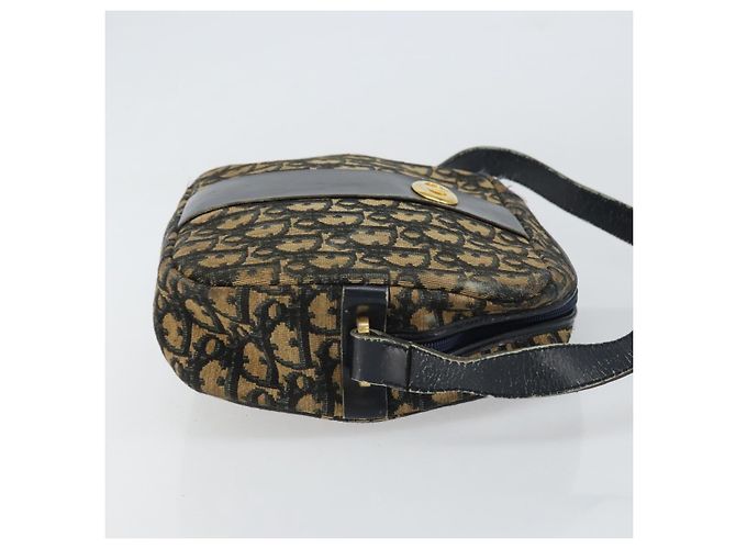 Borsa a Spalla in Tela Trotter Christian Dior Blu Navy Oro Auth 160817 D'oro - vista 4