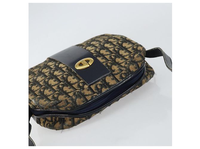 Borsa a Spalla in Tela Trotter Christian Dior Blu Navy Oro Auth 160817 D'oro - vista 6
