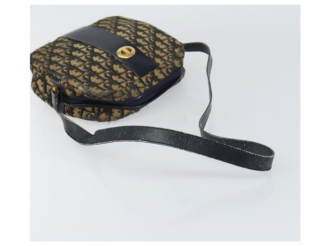 Borsa a Spalla in Tela Trotter Christian Dior Blu Navy Oro Auth 160817 D'oro - vista 7