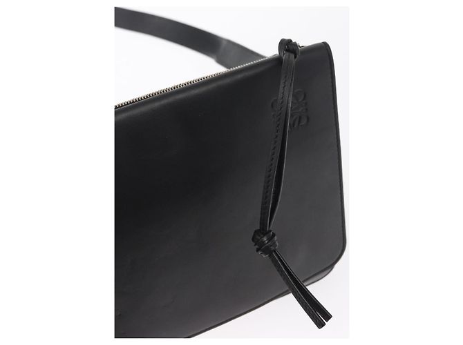 LOEWE Anagram Schultertasche Leder Schwarz Silber Auth BA8031 - Ansicht 19