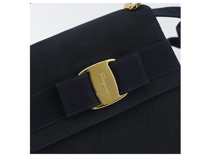 Borsa Vala in Canvas 2way Salvatore Ferragamo Blu Navy Oro Auth 158410 D'oro - vista 16