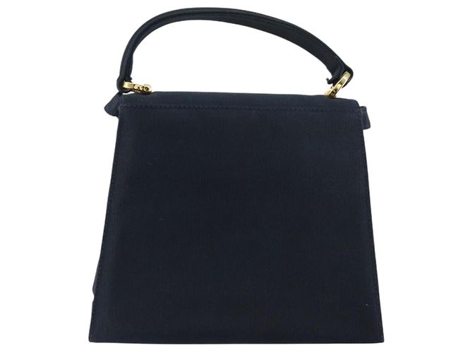 Borsa Vala in Canvas 2way Salvatore Ferragamo Blu Navy Oro Auth 158410 D'oro - vista 3